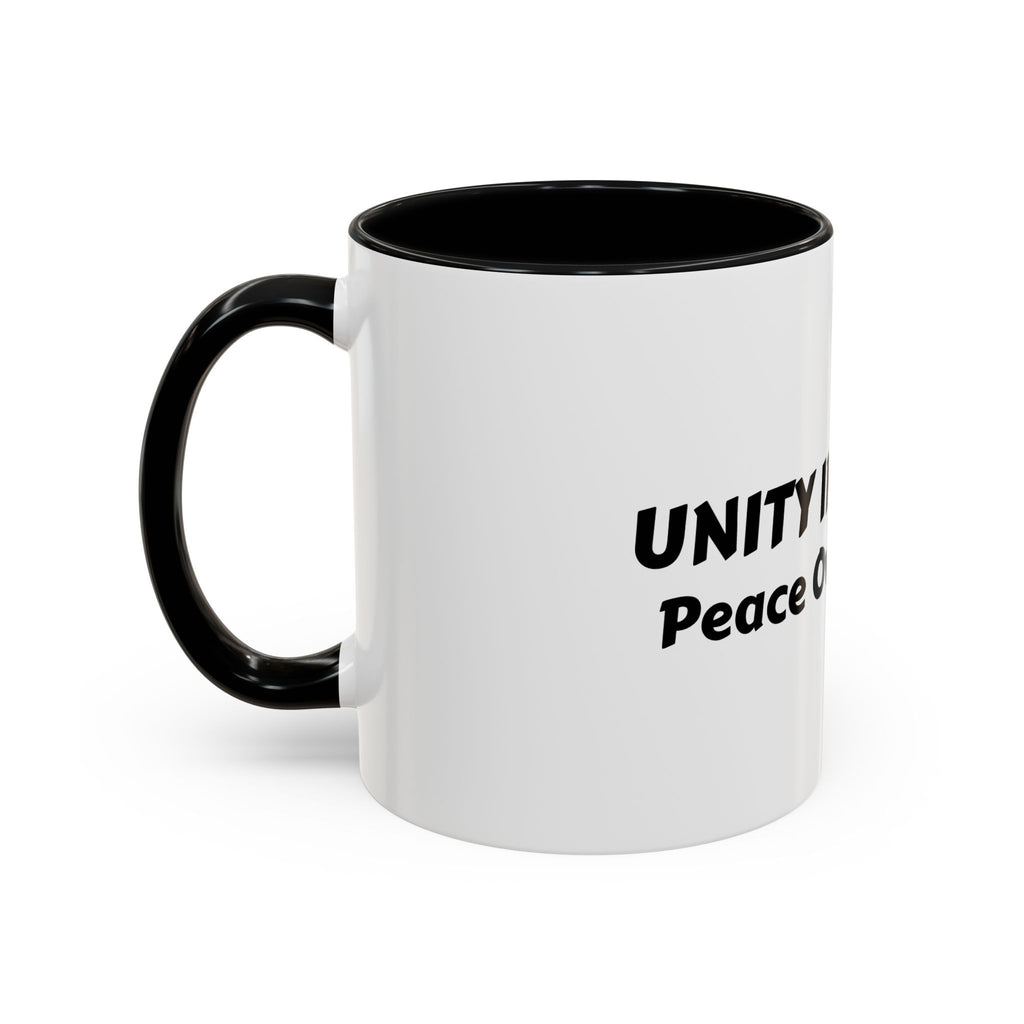 UNITY IN TRUTH: Accent Coffee Mug — Inspirational Black-Trim Ceramic Mug (11/15 oz)