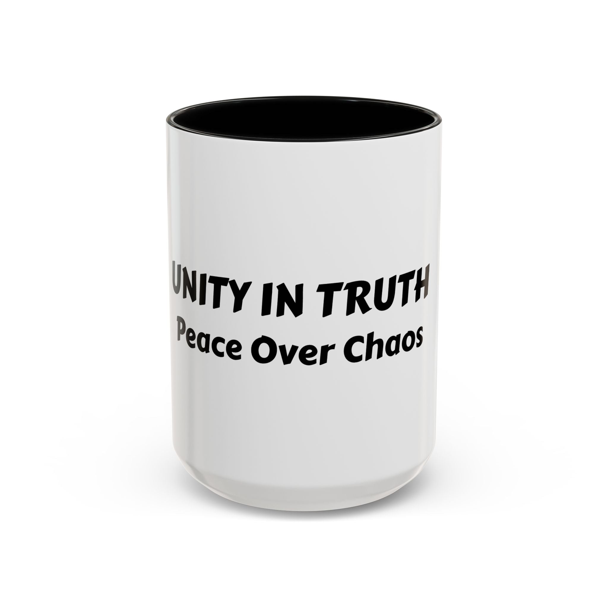 UNITY IN TRUTH: Accent Coffee Mug — Inspirational Black-Trim Ceramic Mug (11/15 oz)
