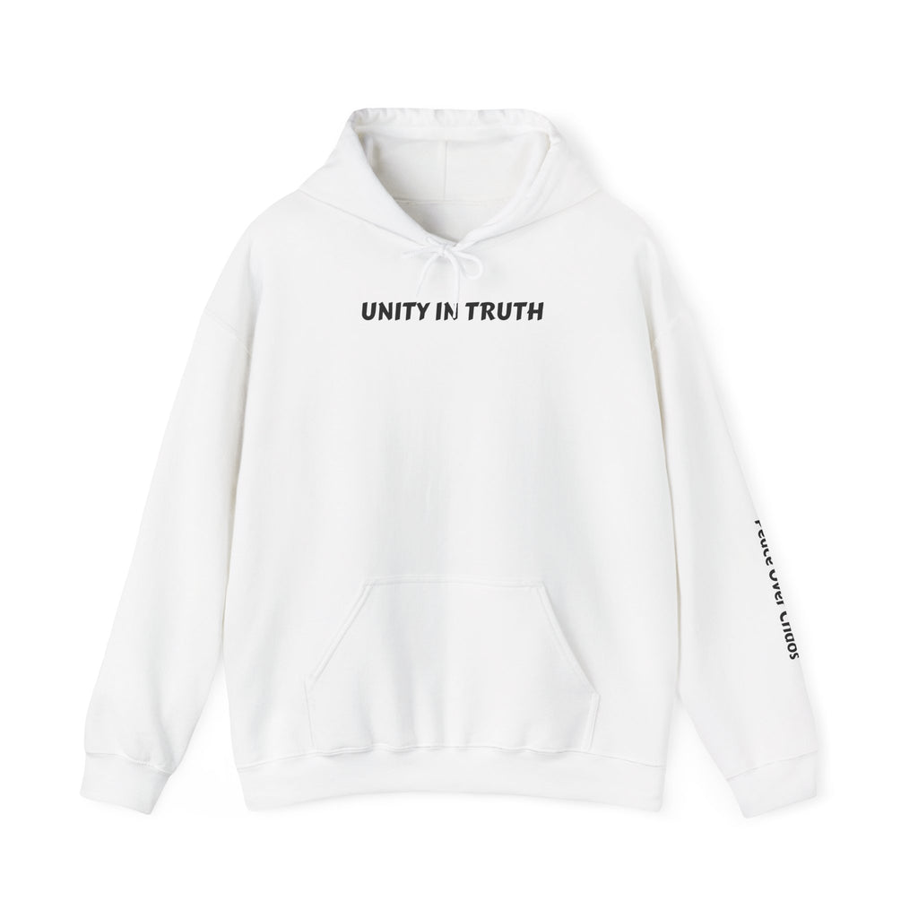 Unity in Truth Hoodie —Sleeve Message : Peace Over Chaos