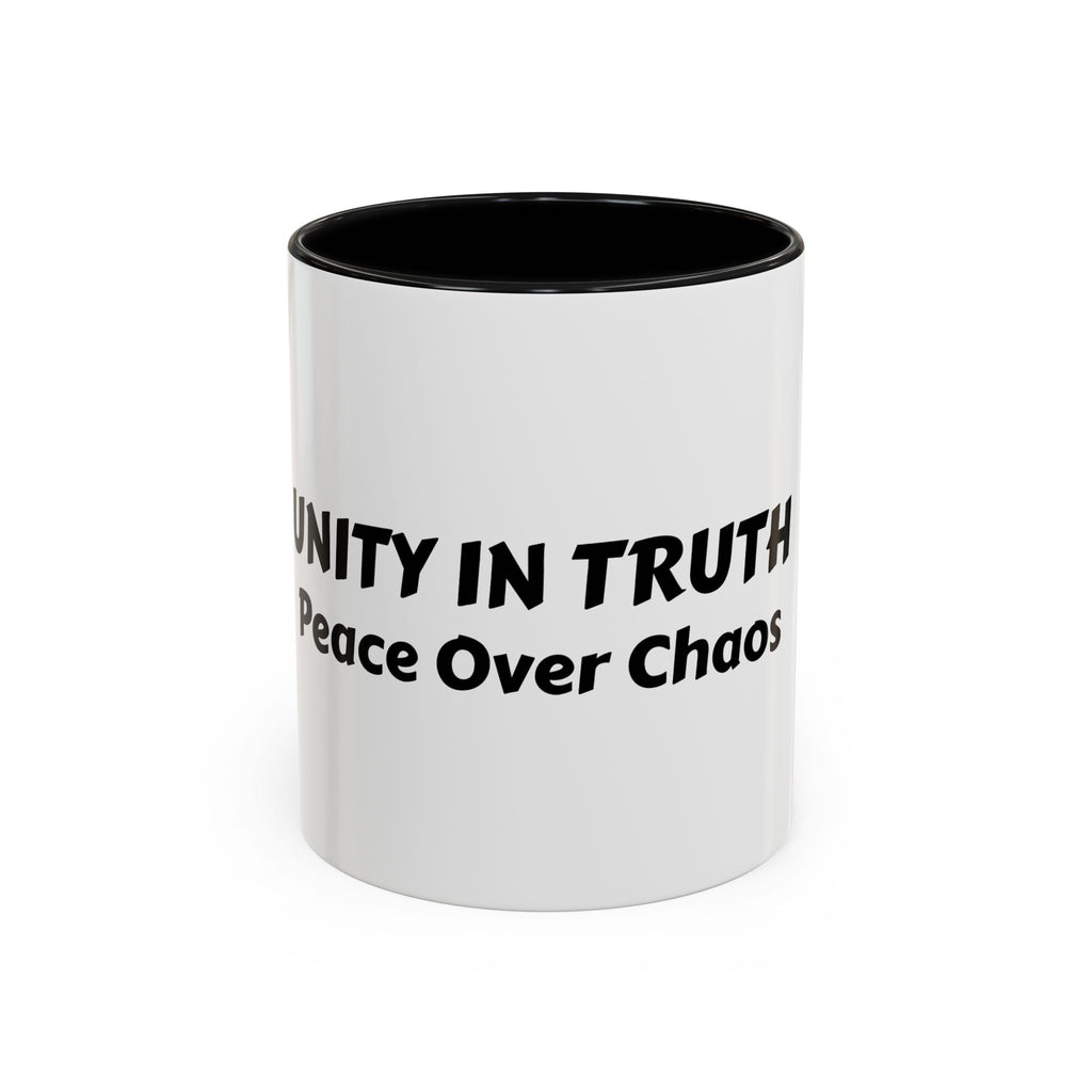 UNITY IN TRUTH: Accent Coffee Mug — Inspirational Black-Trim Ceramic Mug (11/15 oz)