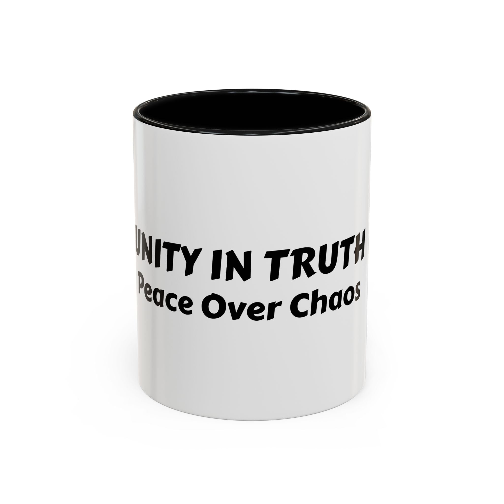 UNITY IN TRUTH: Accent Coffee Mug — Inspirational Black-Trim Ceramic Mug (11/15 oz)