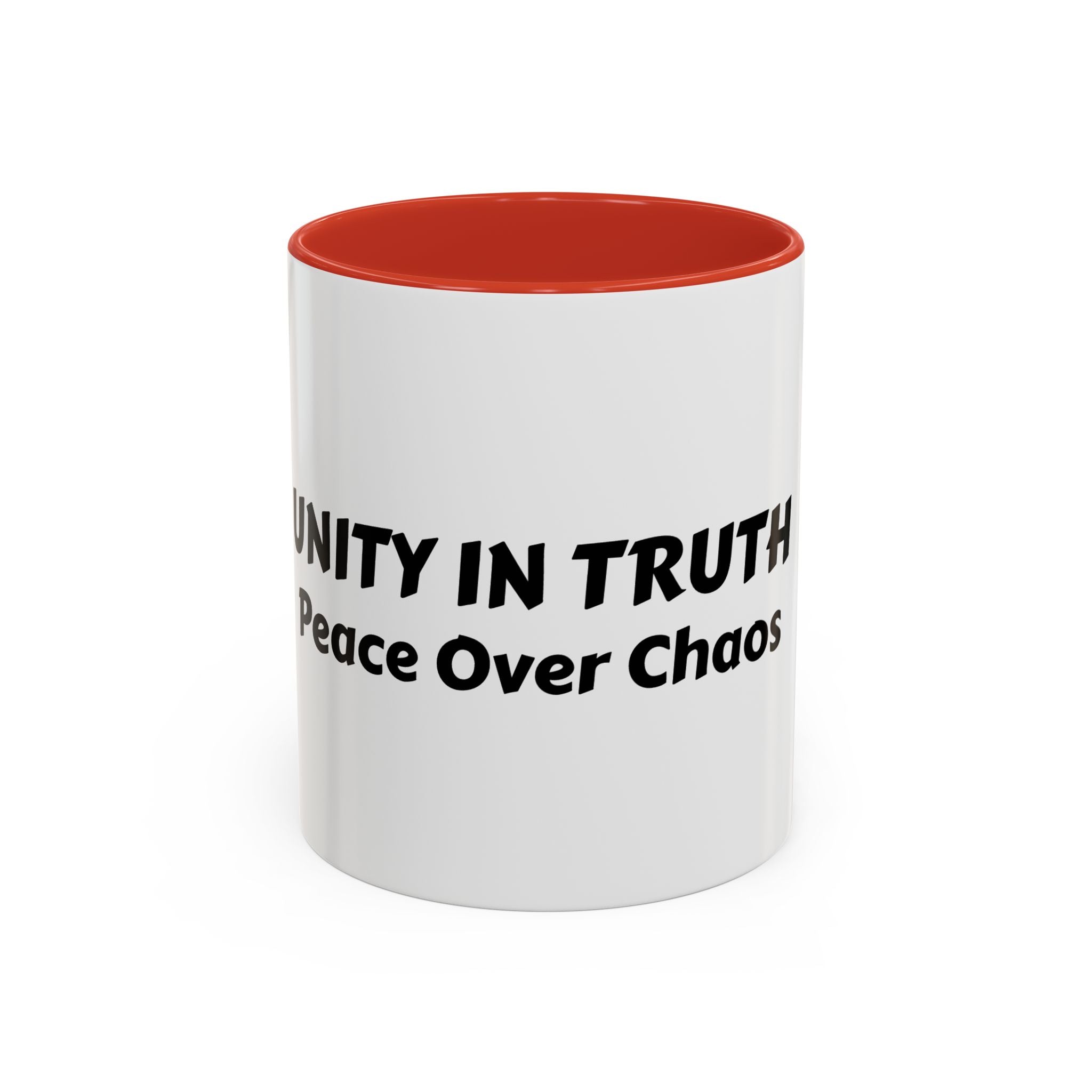 UNITY IN TRUTH: Accent Coffee Mug — Inspirational Black-Trim Ceramic Mug (11/15 oz)