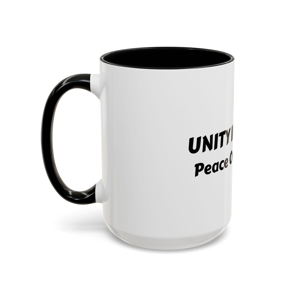UNITY IN TRUTH: Accent Coffee Mug — Inspirational Black-Trim Ceramic Mug (11/15 oz)