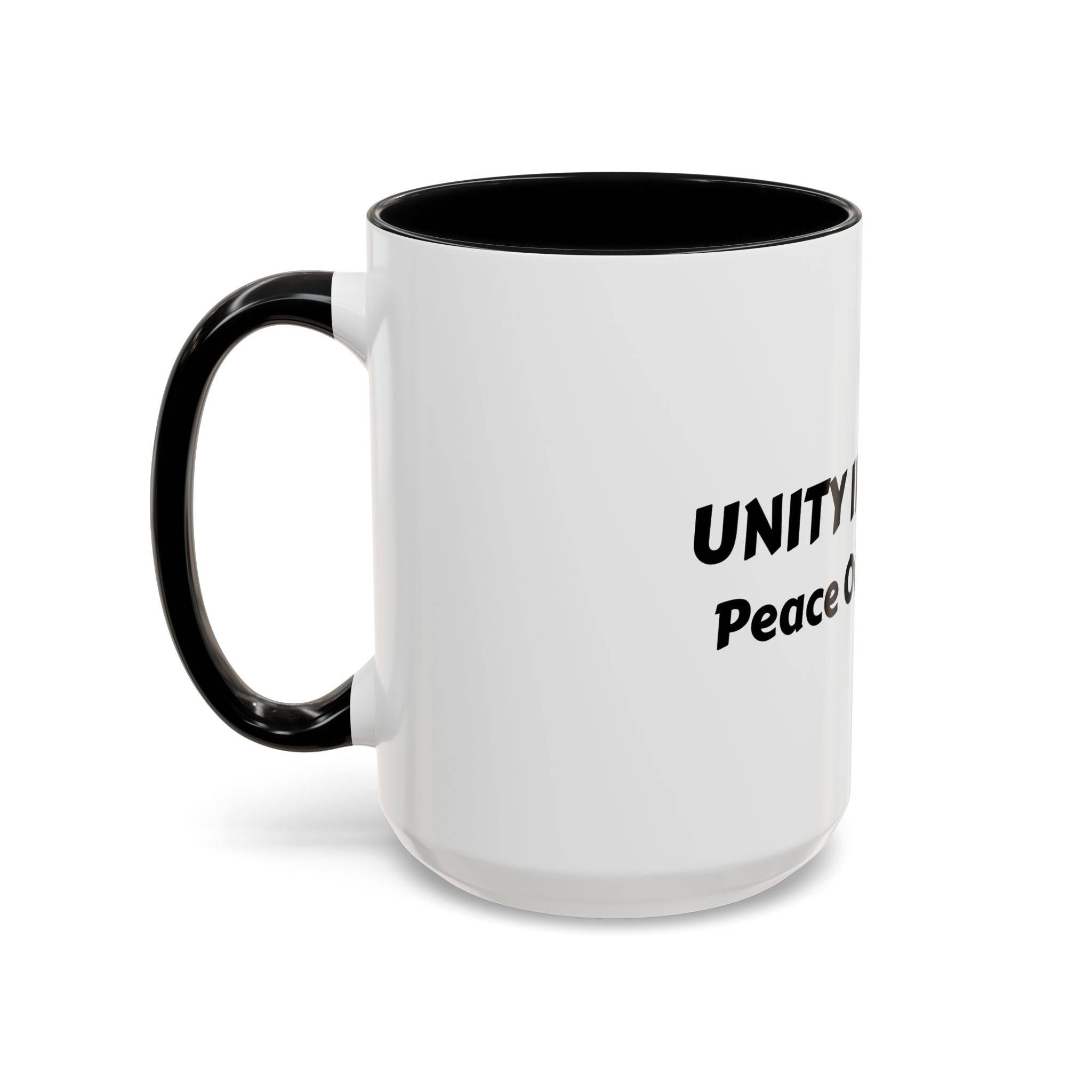 UNITY IN TRUTH: Accent Coffee Mug — Inspirational Black-Trim Ceramic Mug (11/15 oz)